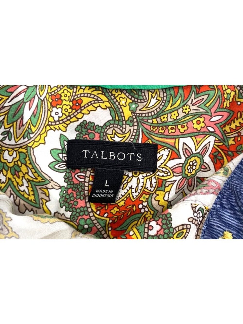 Talbots Long Sleeve roll tab Floral Paisley Button-Up Shirt L Multicolor - Picture 3 of 7